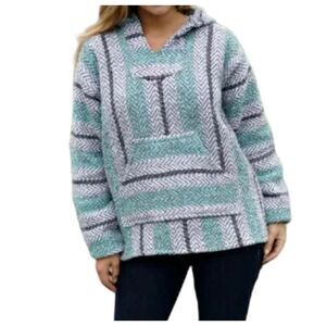 Baja Joe Striped Baja Hoodie Pullover XL Mint Gray Surf Skate